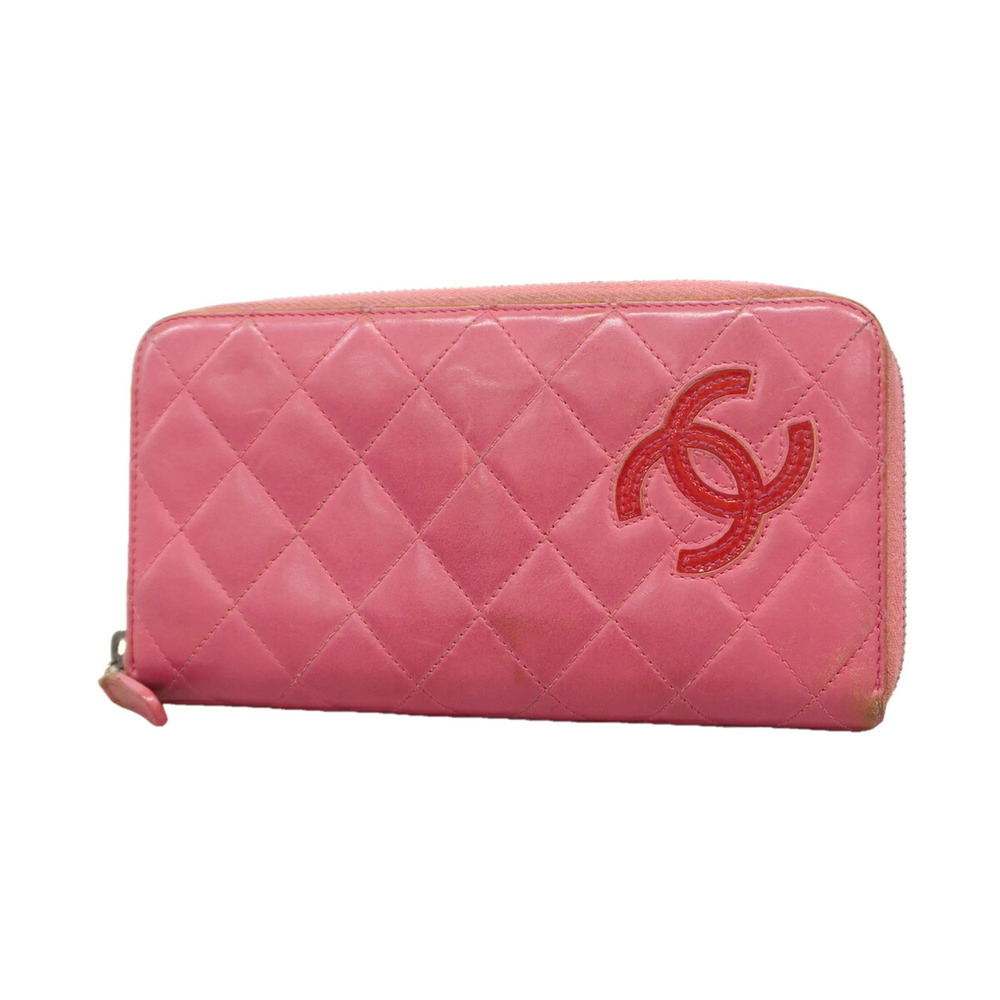 Chanel Simply CC Long Wallet, Lambskin, Pink, Women's